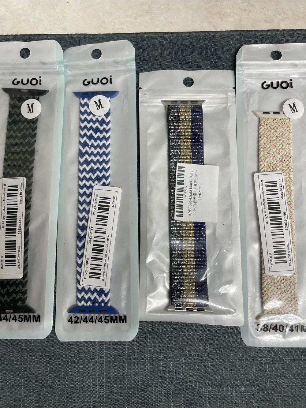 GUOI Medium Chevron Striped Woven Smart Watch Band Lot of 4
